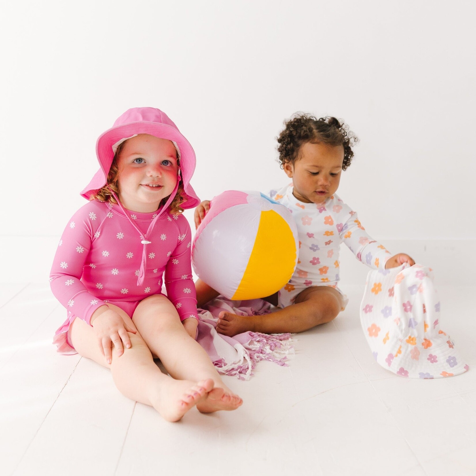 Brave Little Ones Hot Pink Daisies Rash Guard Swim Suit