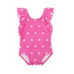 Brave Little Ones Hot Pink Daisies Ruffle Swim Suit