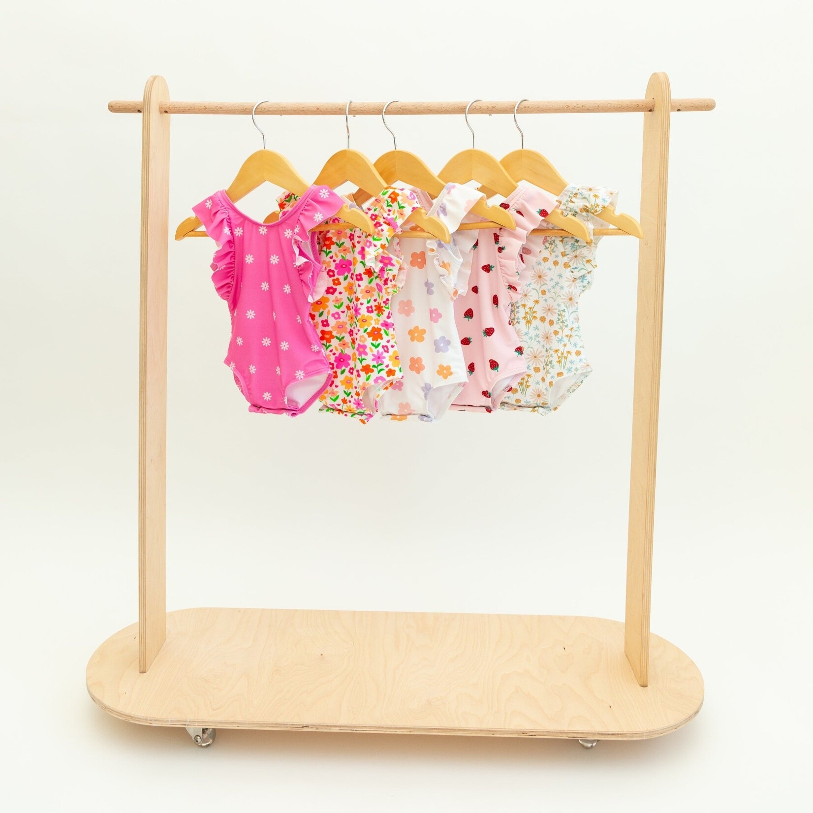 Brave Little Ones Hot Pink Daisies Ruffle Swim Suit