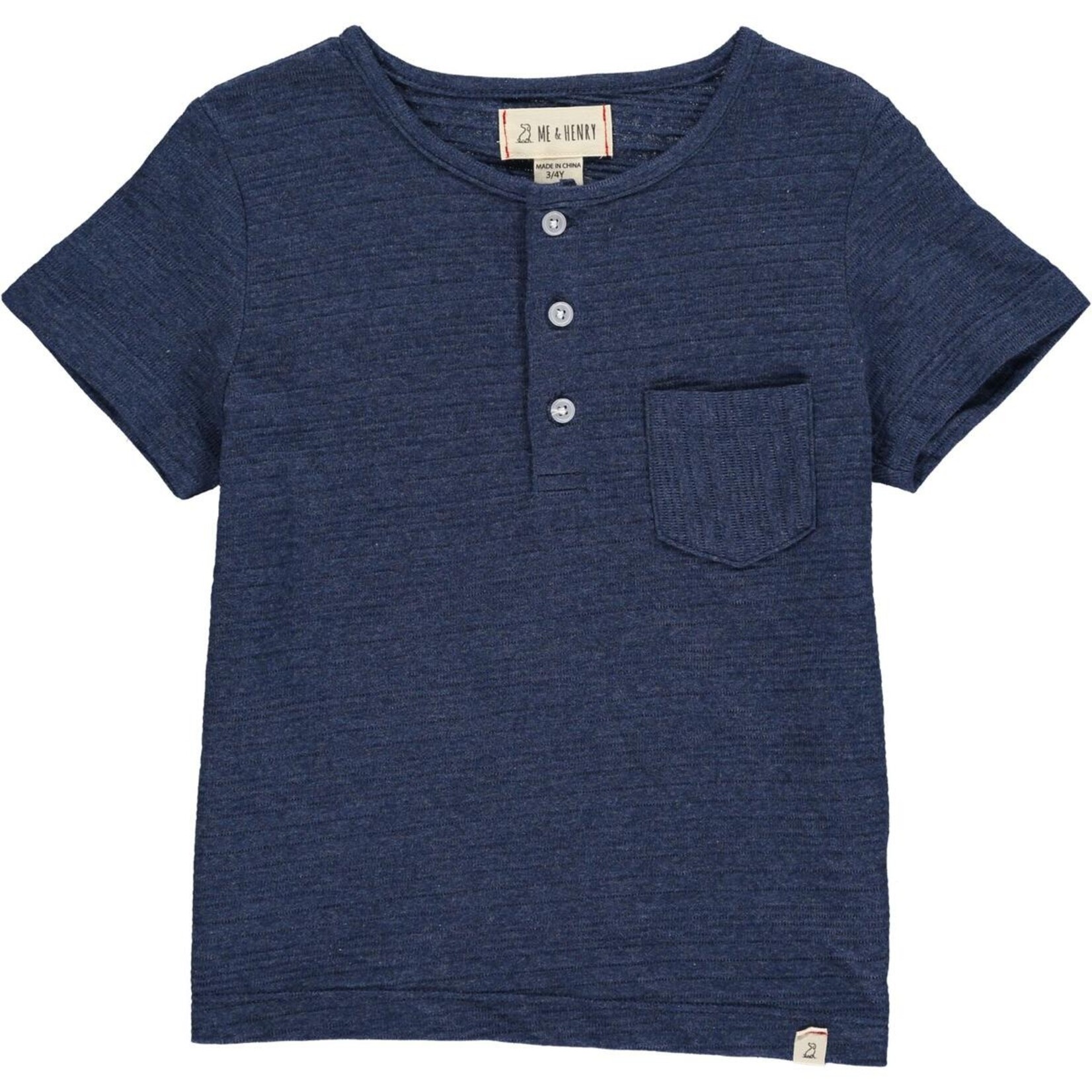 Me & Henry Navy Ribbed Dodger Henley Shirt