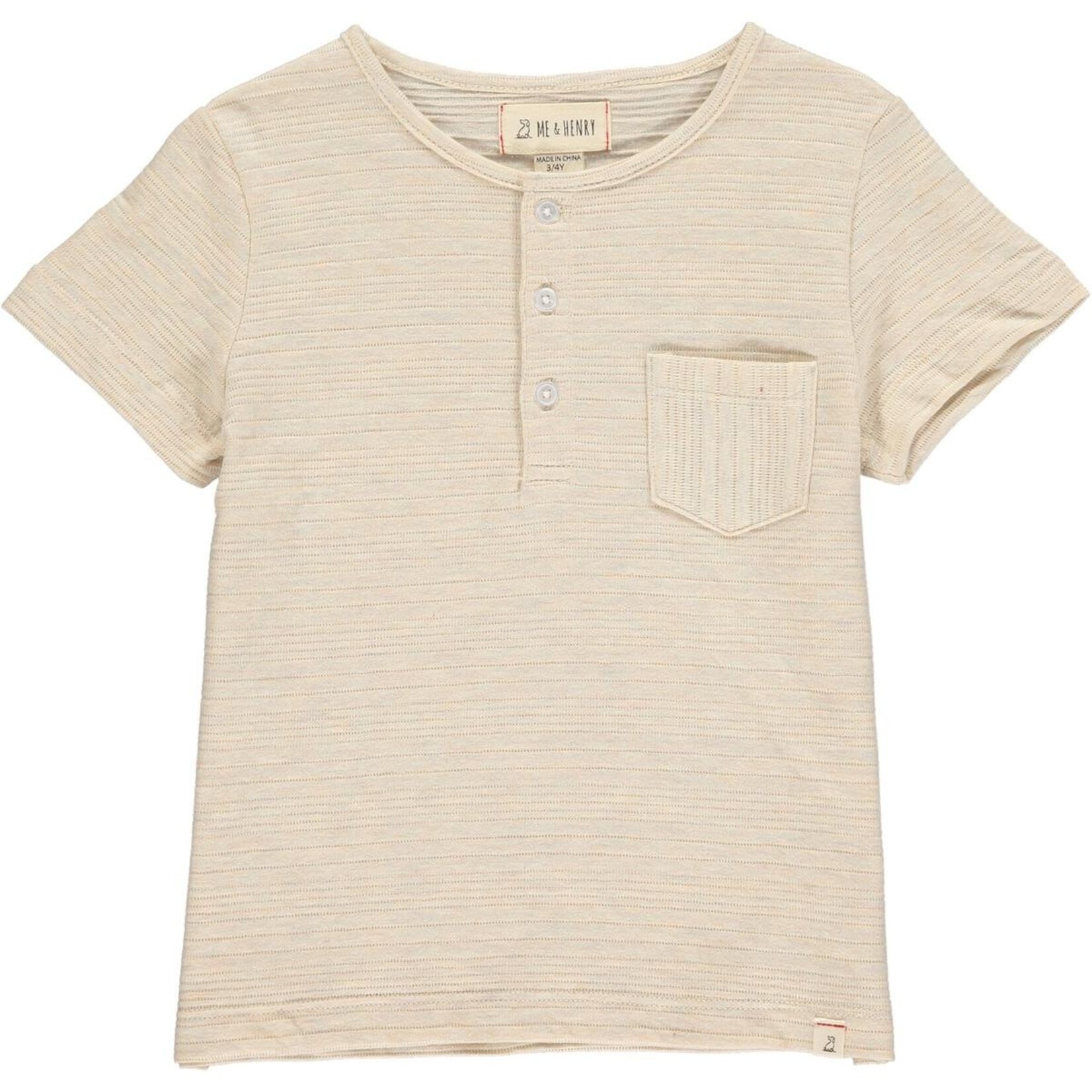 Me & Henry Beige Ribbed Dodger Henley Shirt