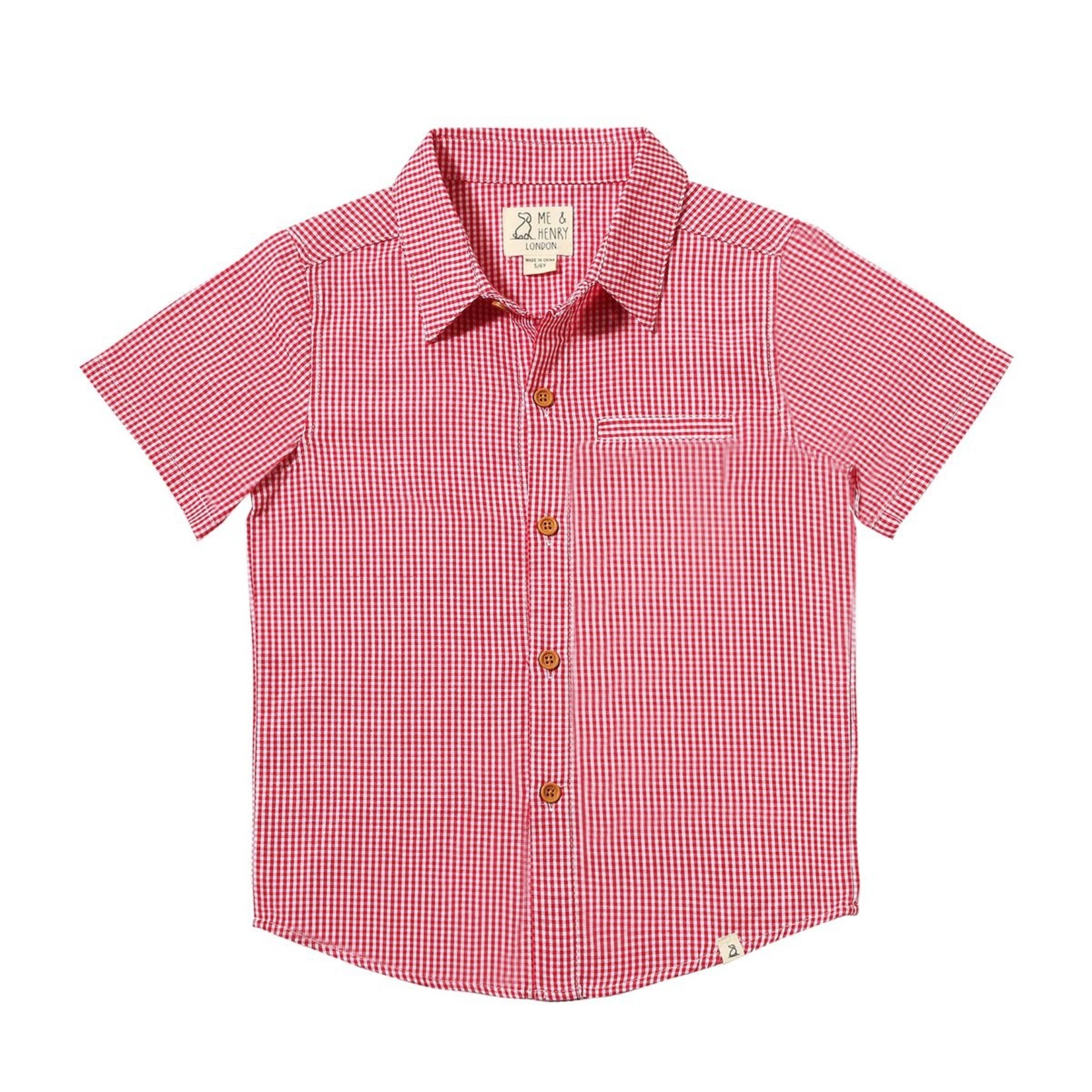 Me & Henry Red White Micro Plaid Newport Shirt