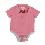 Me & Henry Red White Micro Plaid Helford Onesie
