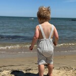 Me & Henry White Navy Dandy Romper