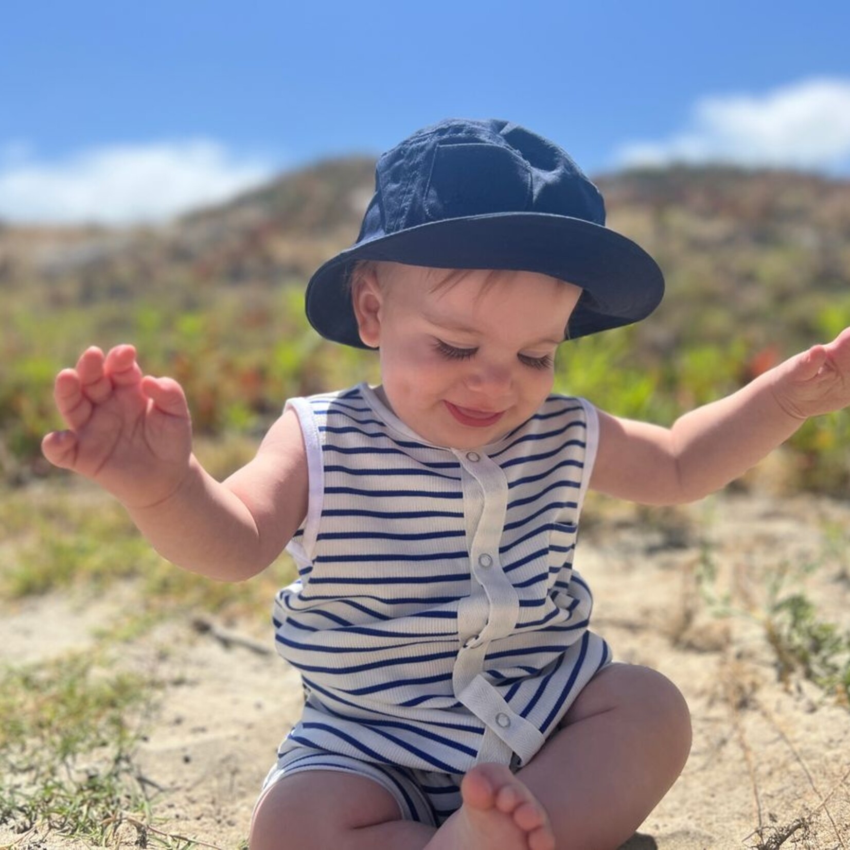 Me & Henry Royal White Stripe Pablo Playsuit
