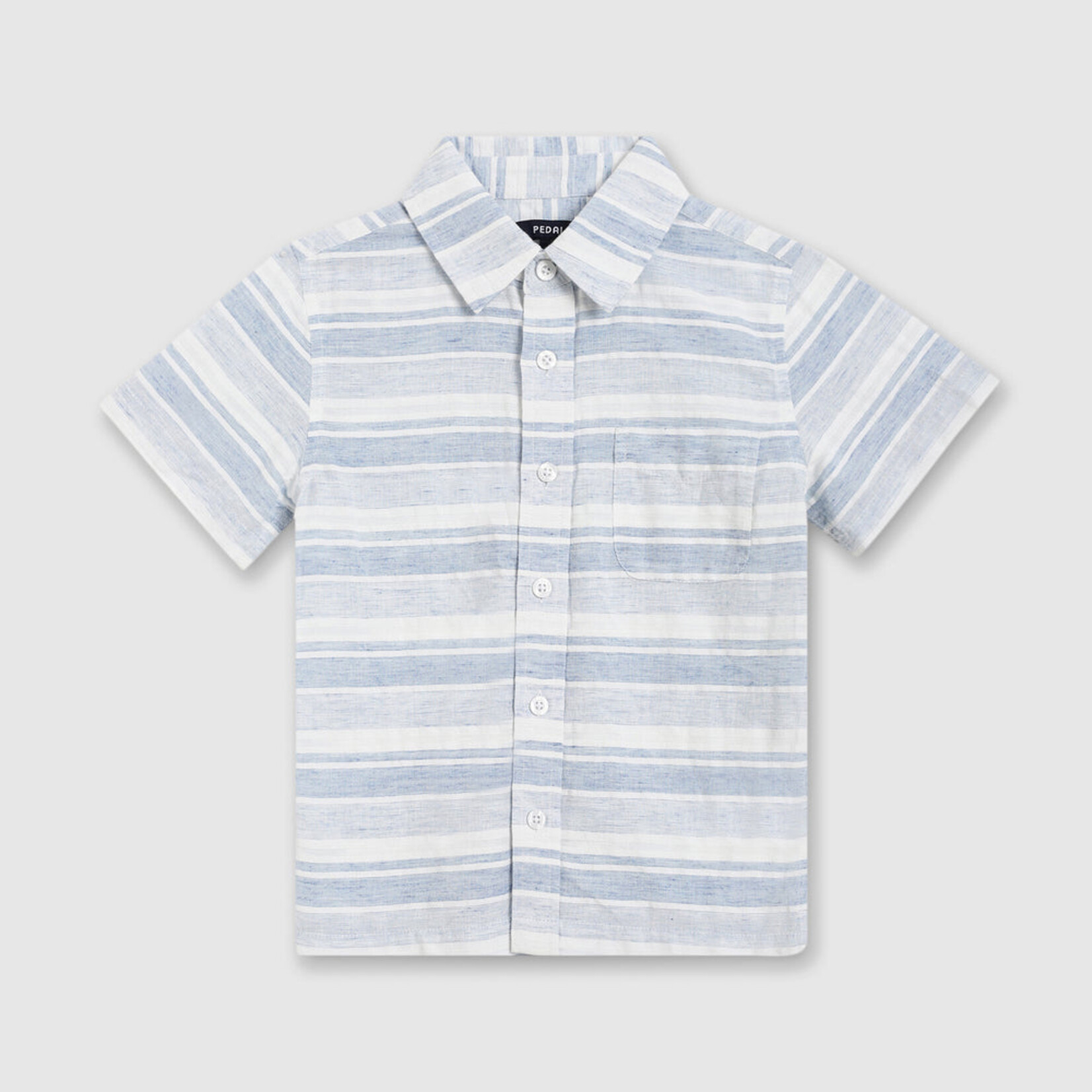 pedal Linen Blue Stripe Button Up Shirt