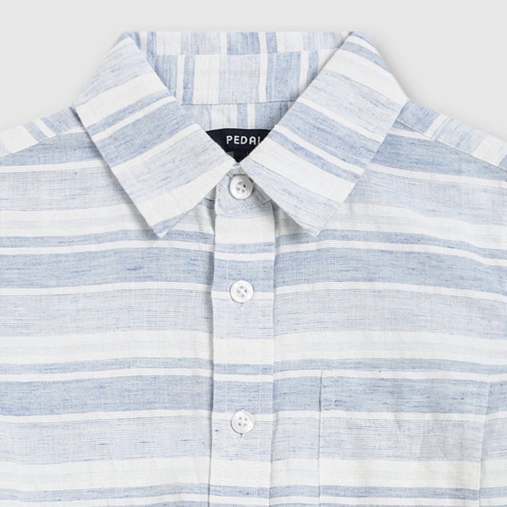 pedal Linen Blue Stripe Button Up Shirt
