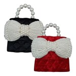 ML Kids Velvet Pearl Bow Purse