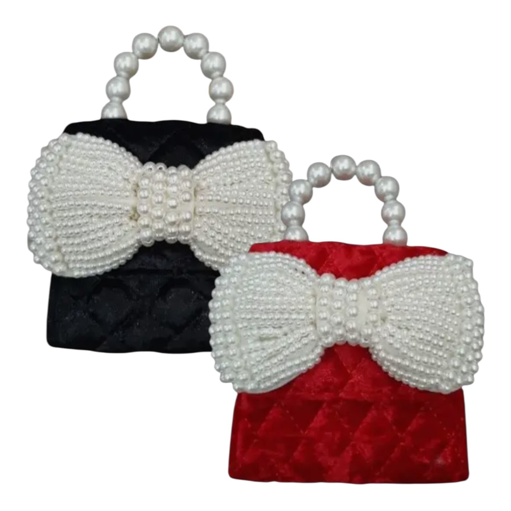 ML Kids Velvet Pearl Bow Purse