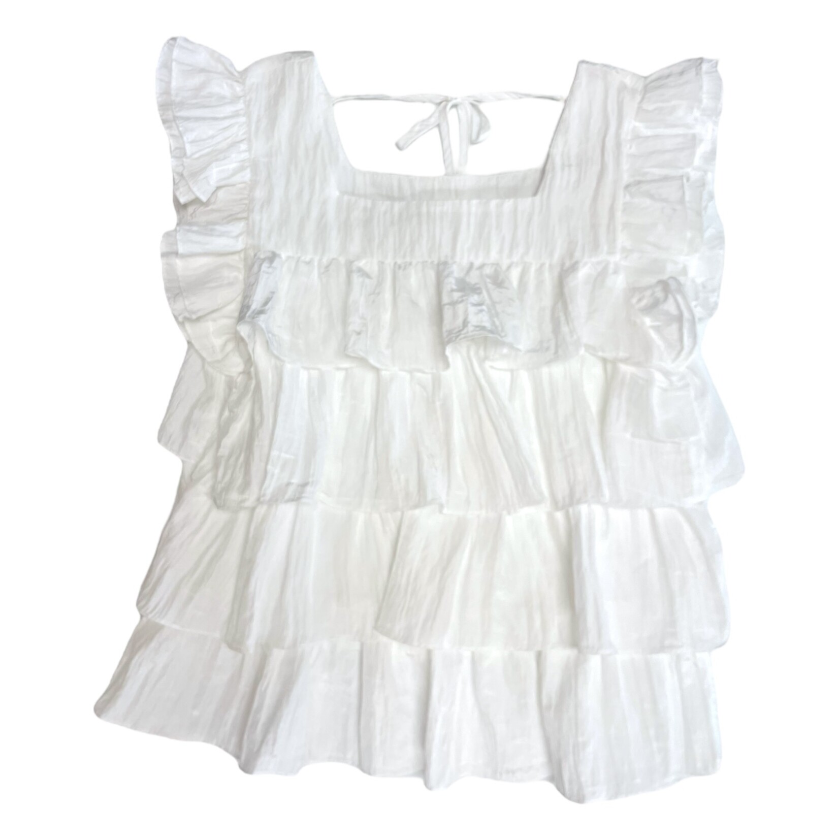 ML Kids White Tiered Ruffle Top