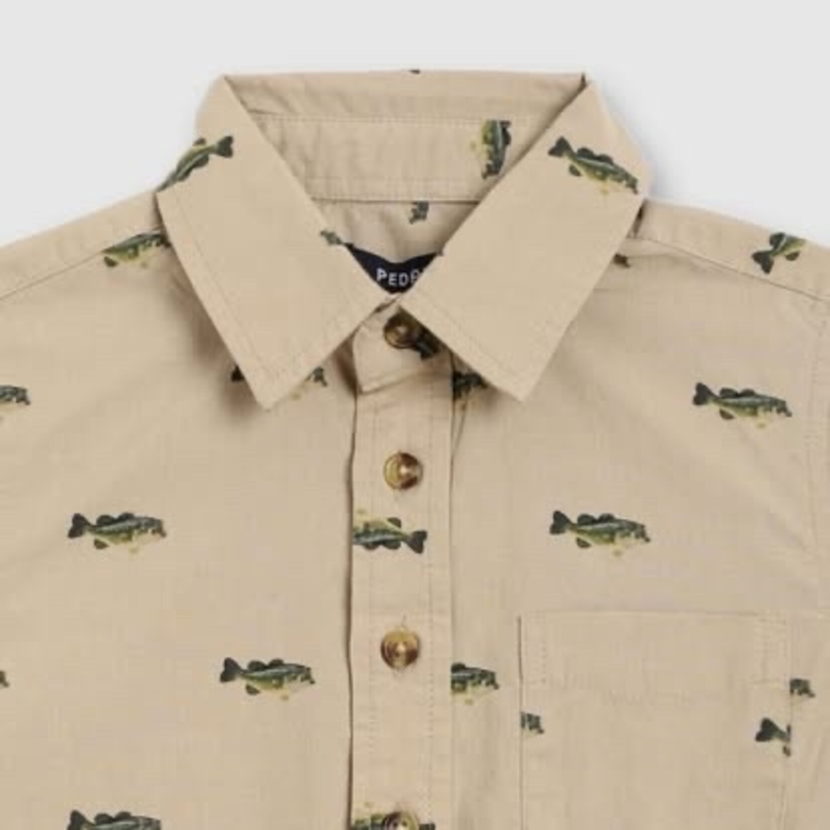 pedal Bass Fishing Button Up Shirt - Kahki