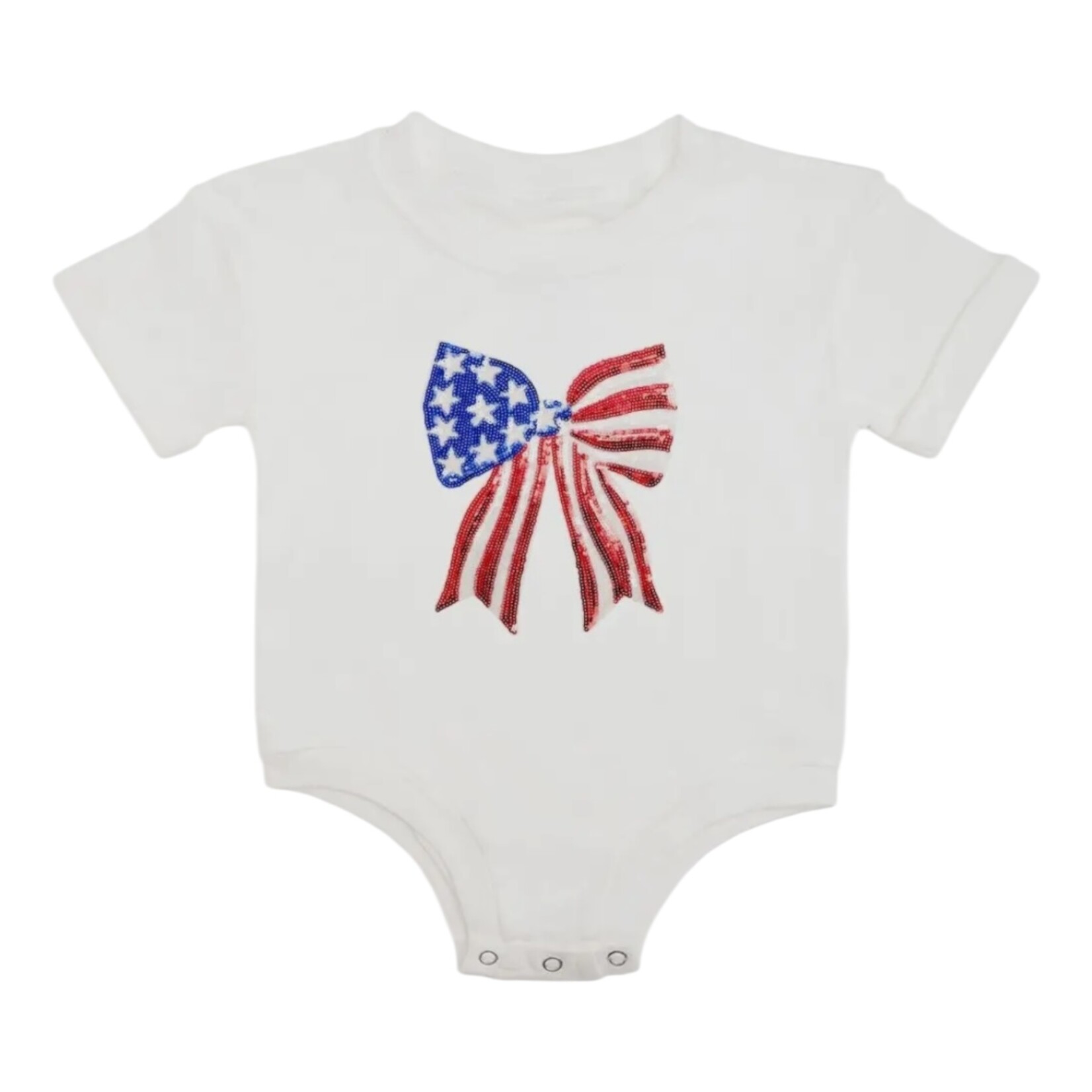 Sweet Wink Patriotic Sequin Bow Romper