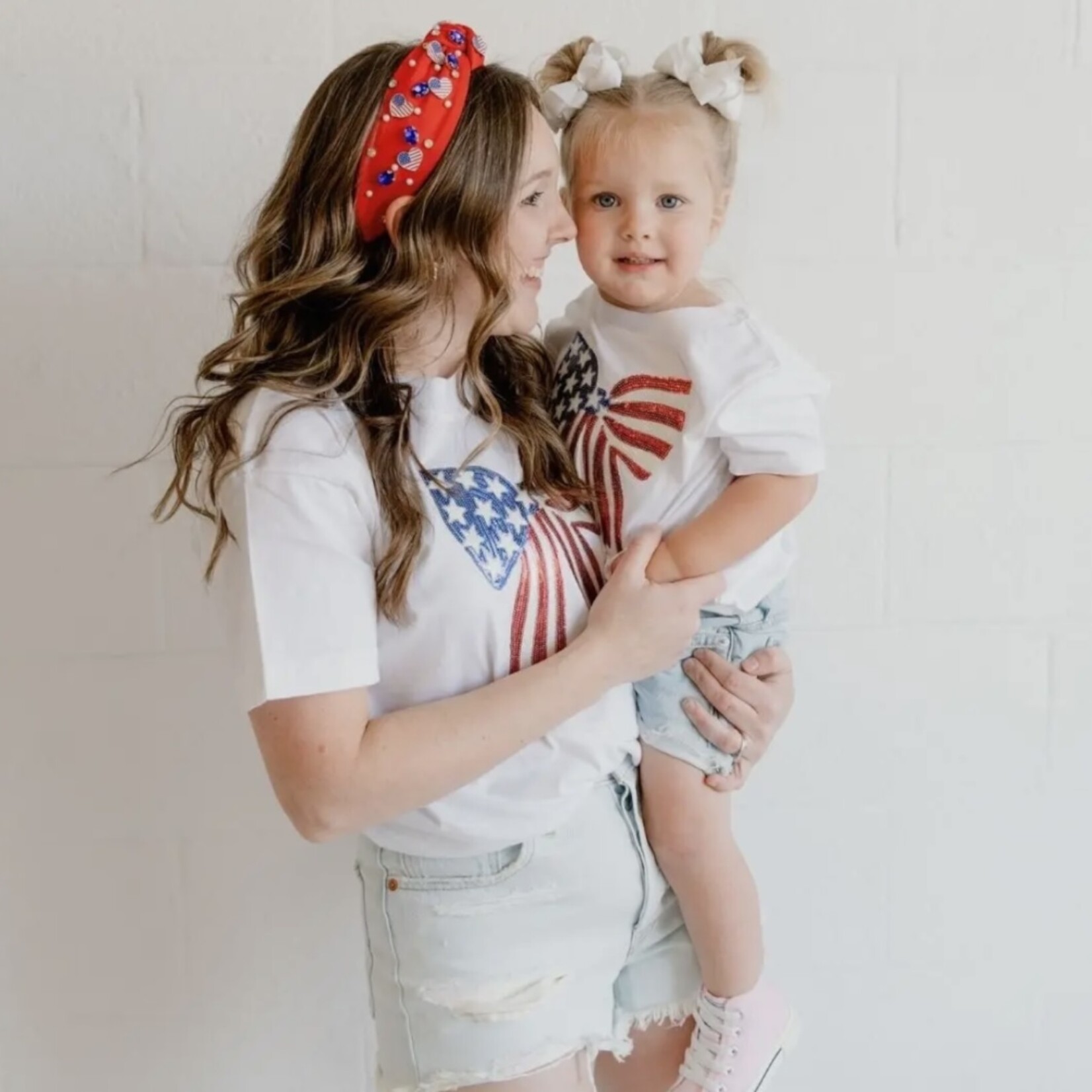 Sweet Wink Patriotic Sequin Bow Romper