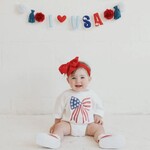 Sweet Wink Patriotic Sequin Bow Romper