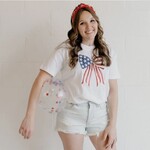 Sweet Wink Adult Patriotic Sequin Bow Shirt