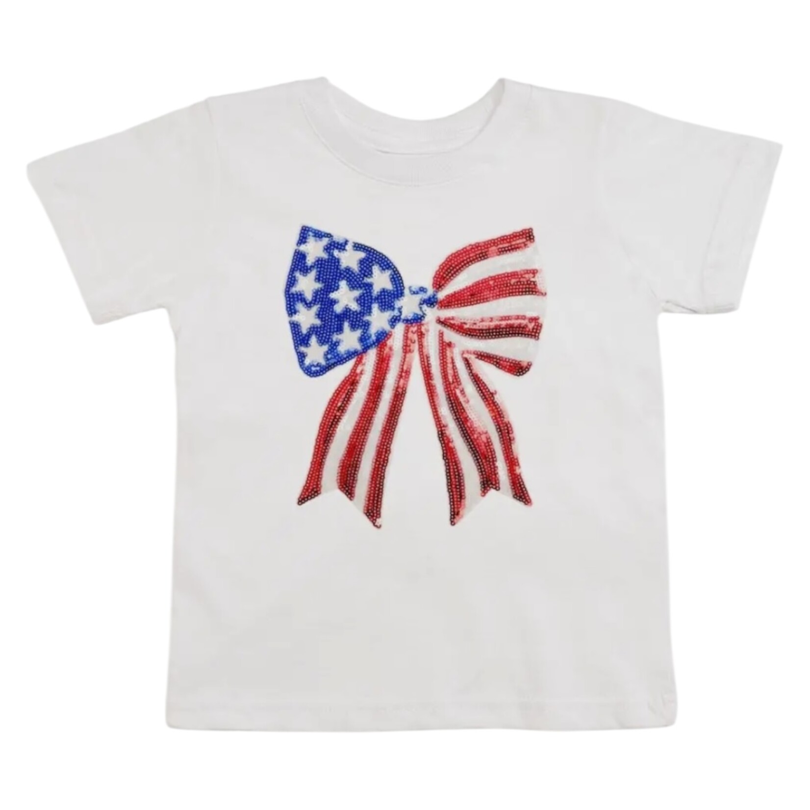 Sweet Wink Girls Patriotic Sequin Bow Shirt