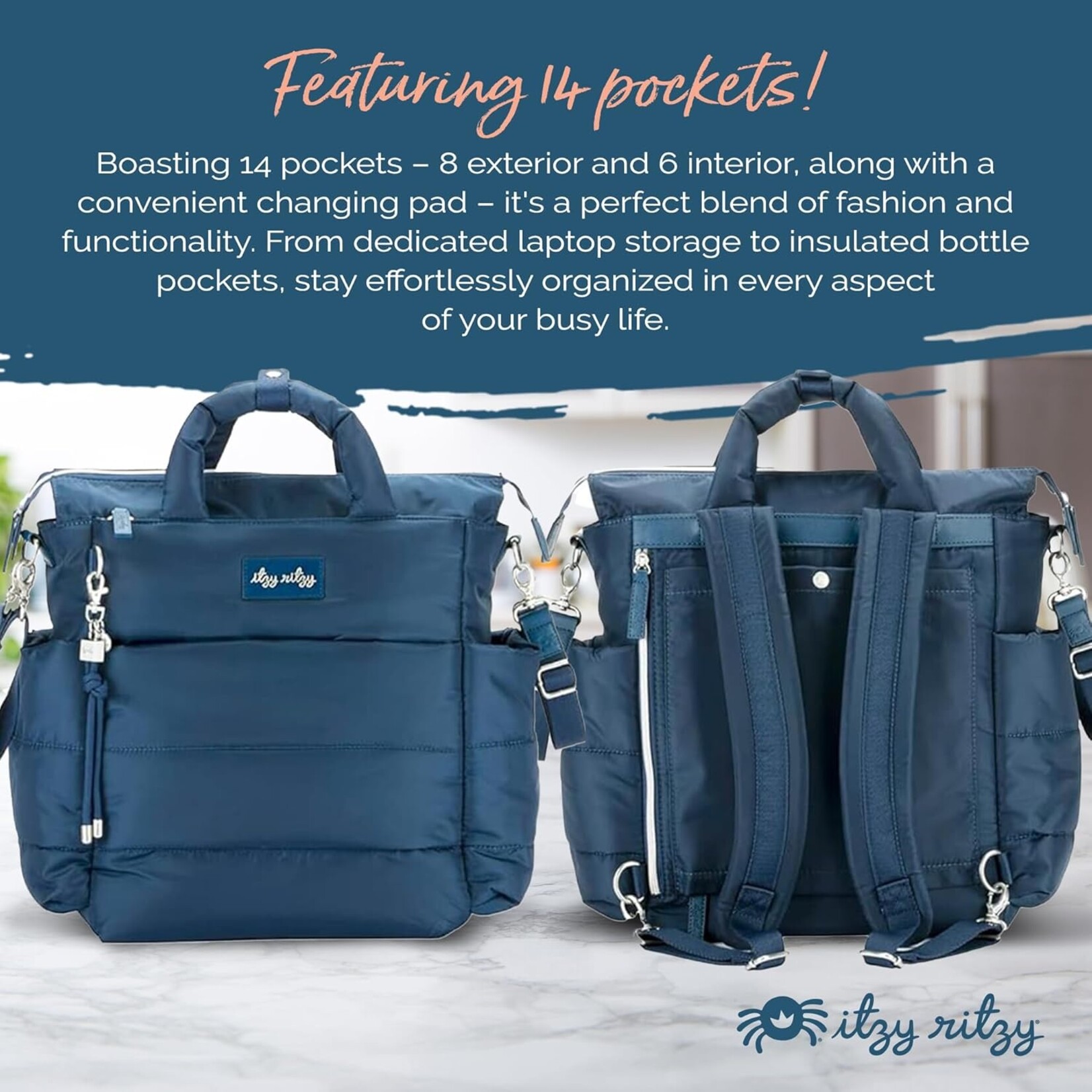 Itzy Ritzy Dream Convertible Sapphire Starlight Diaper Bag