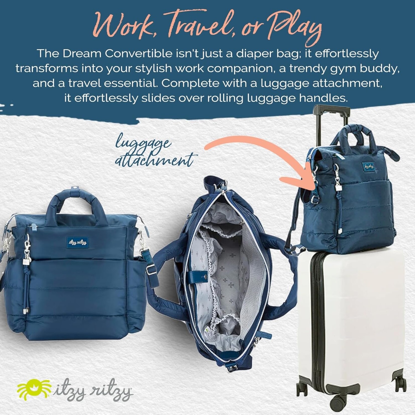 Itzy Ritzy Dream Convertible Sapphire Starlight Diaper Bag