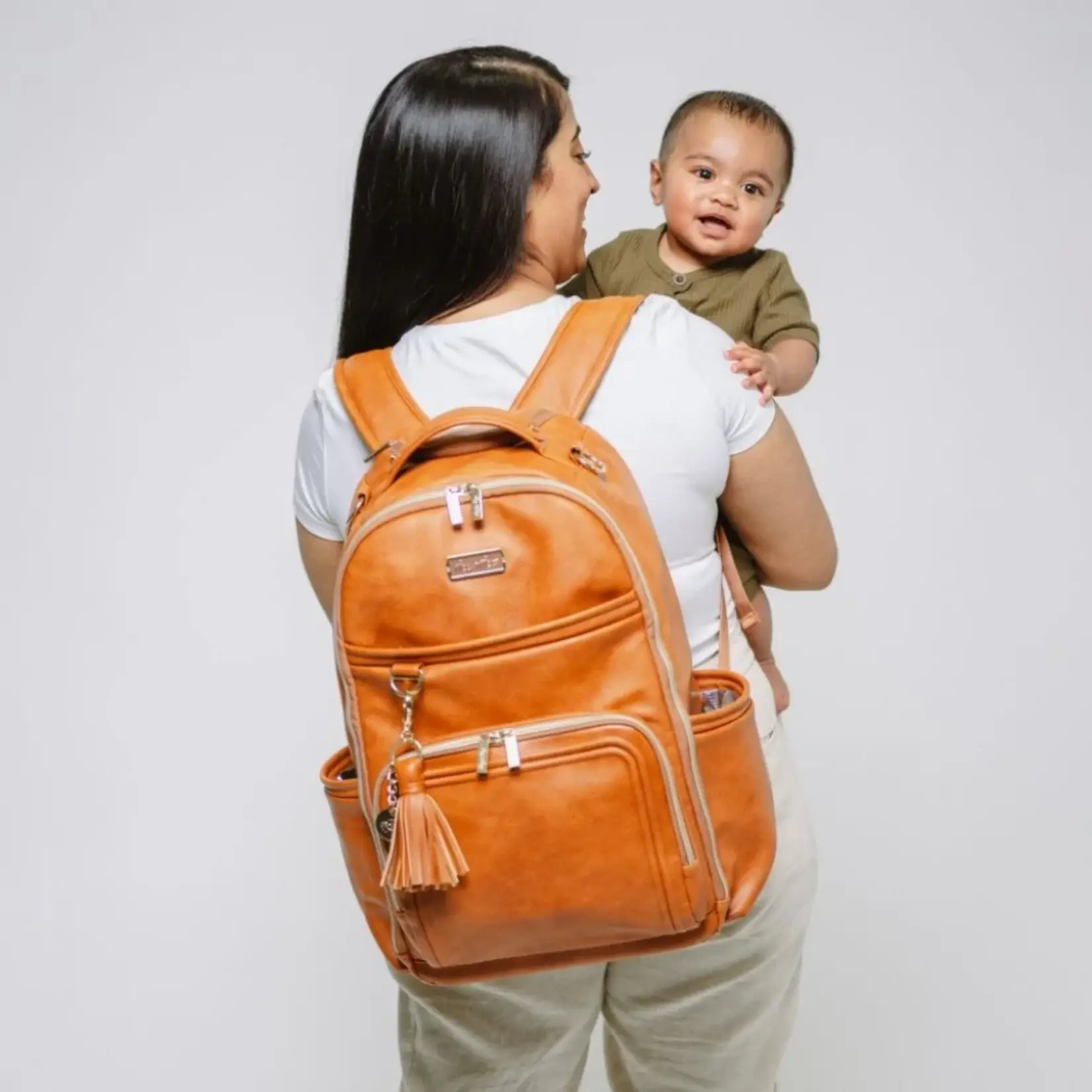 Itzy Ritzy Cognac Boss Plus Backpack Diaper Bag