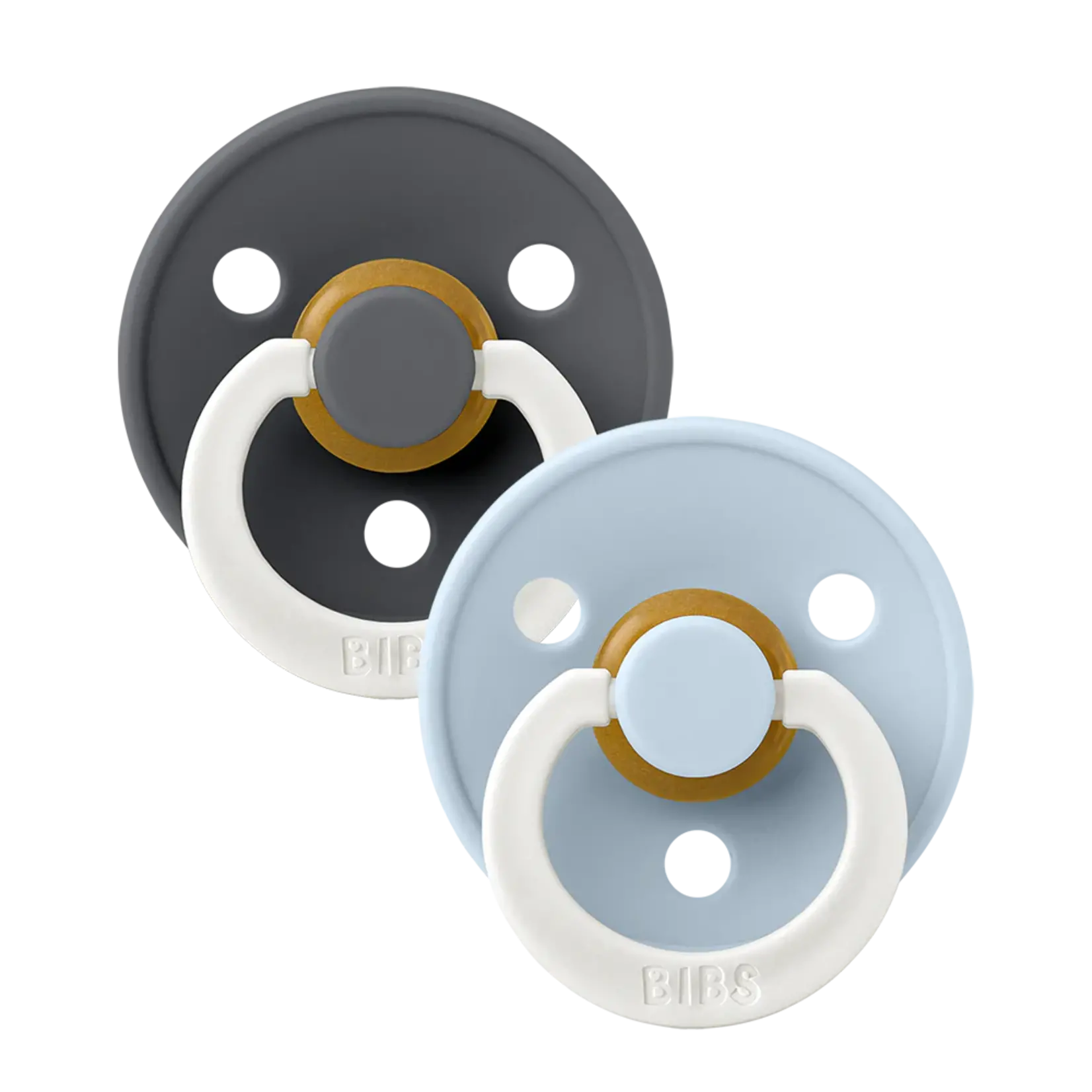 BIBS Colour GLOW 2 PACK - Iron/Baby Blue