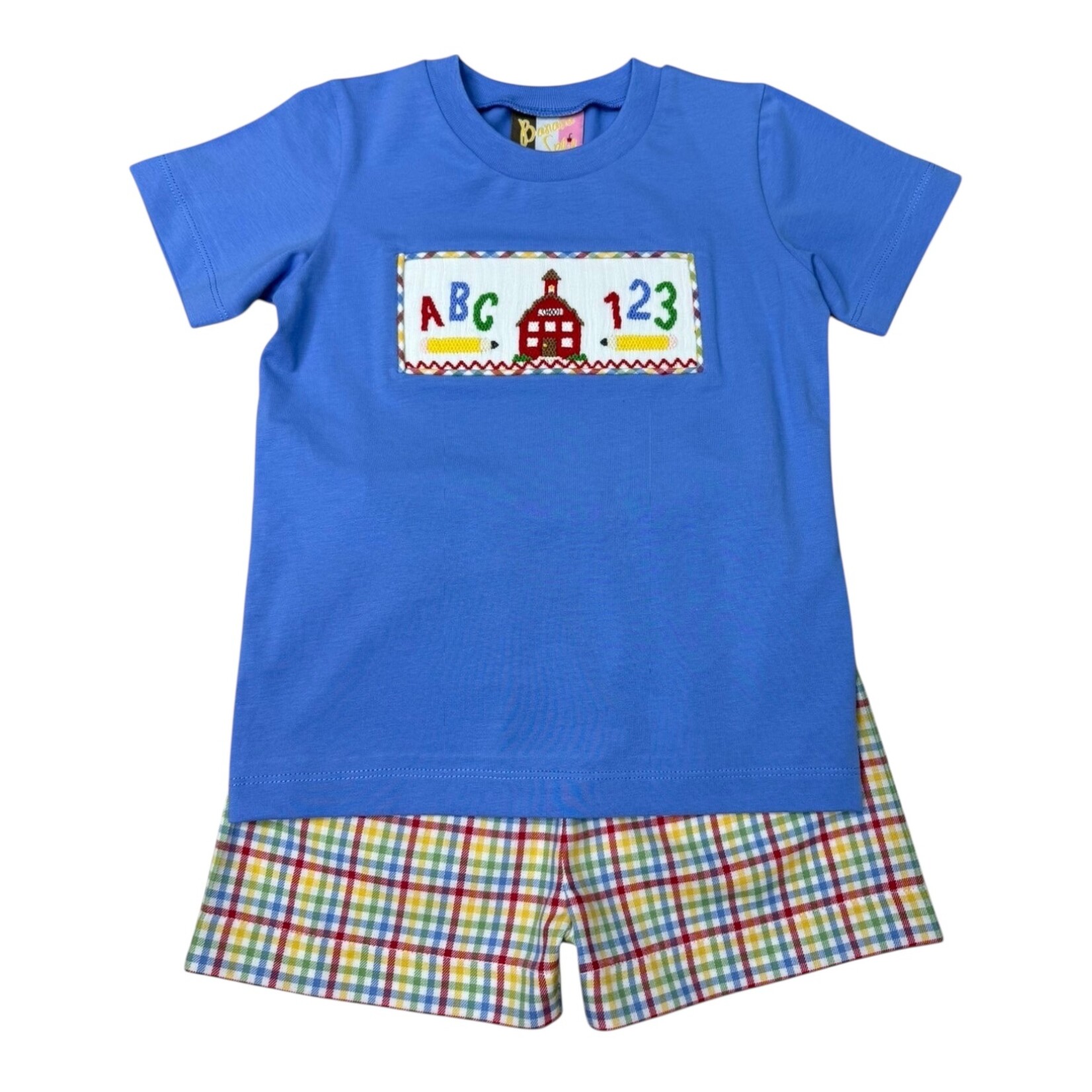Banana Split School Days Smocked Boys Short Set