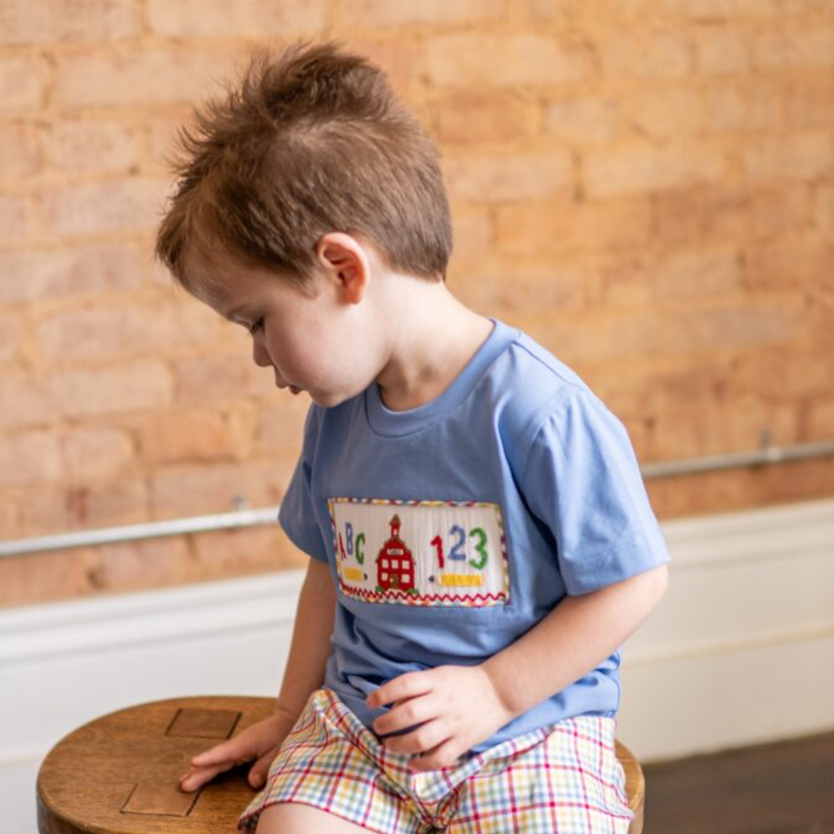 Banana Split School Days Smocked Boys Short Set