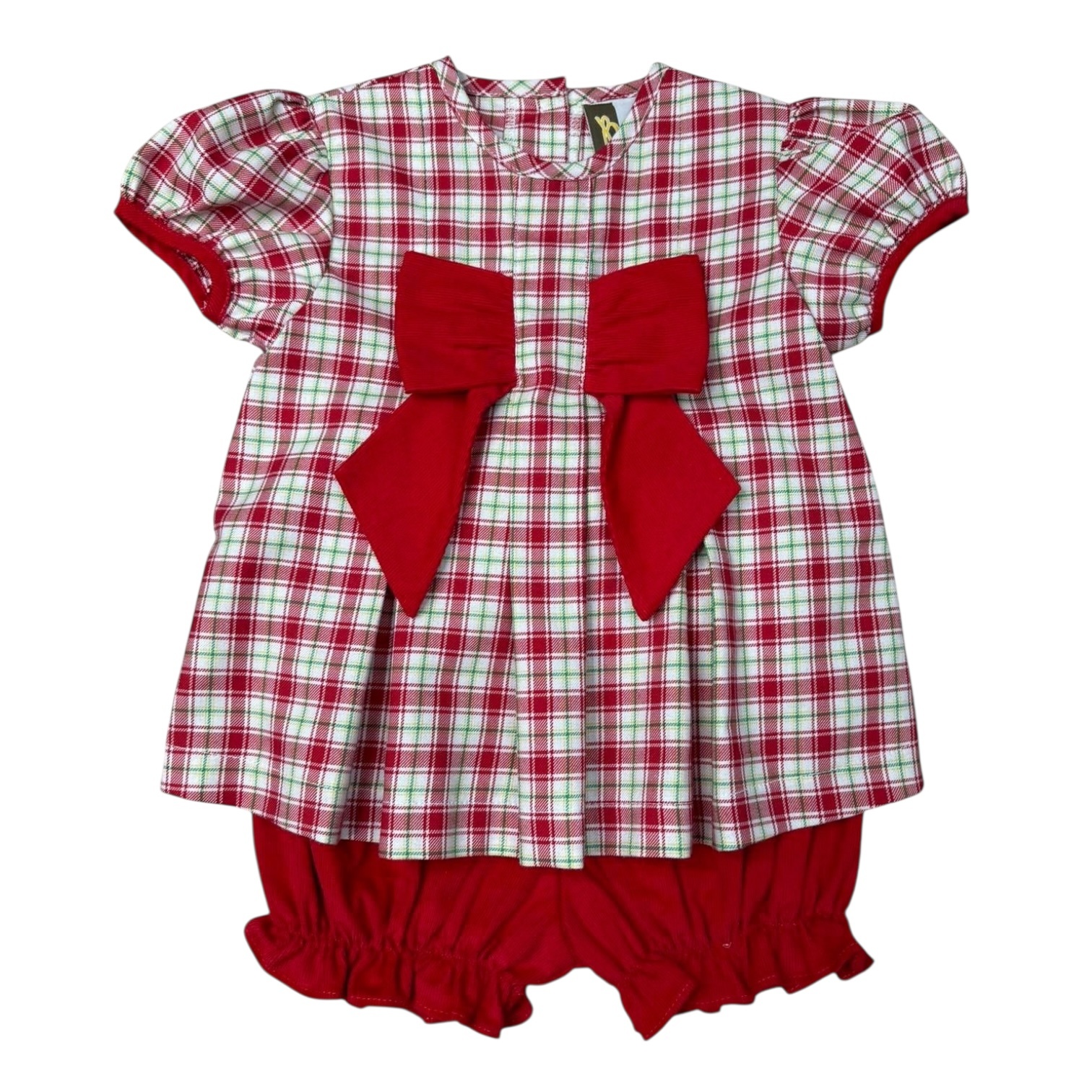 Banana Split Kids Christmas Plaid Girls Bow Bloomer Set Ruffle
