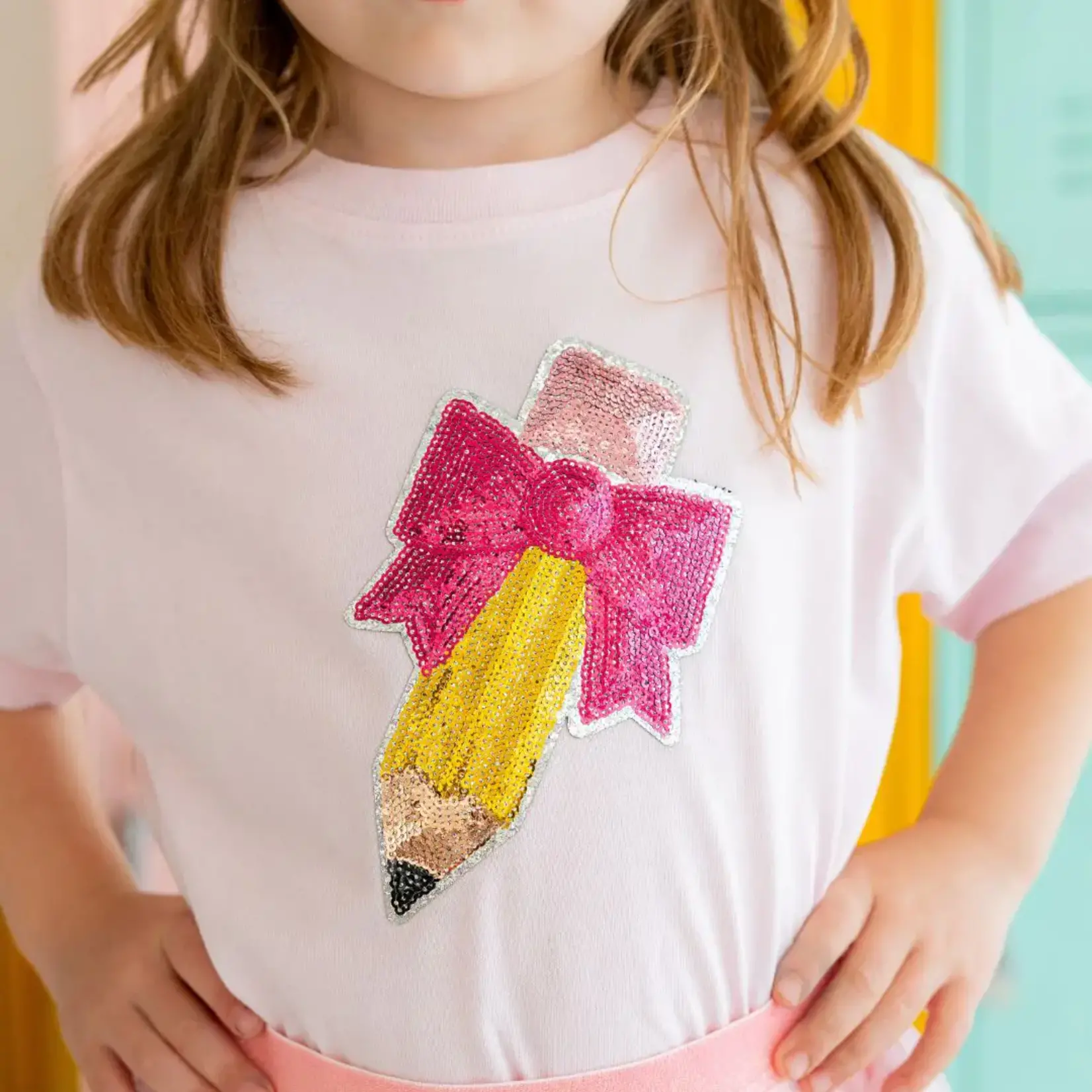 Sweet Wink Pencil Bow Sequin Shirt