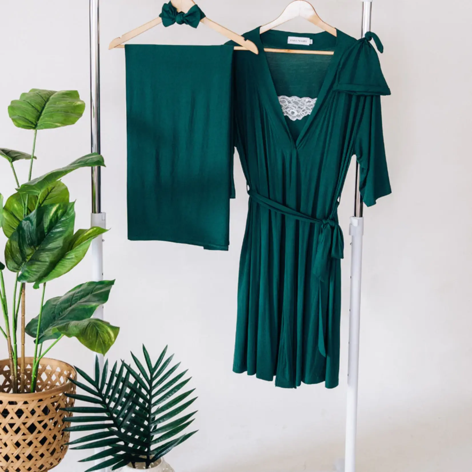 HAHA MAMA Emerald Green Swaddle Set