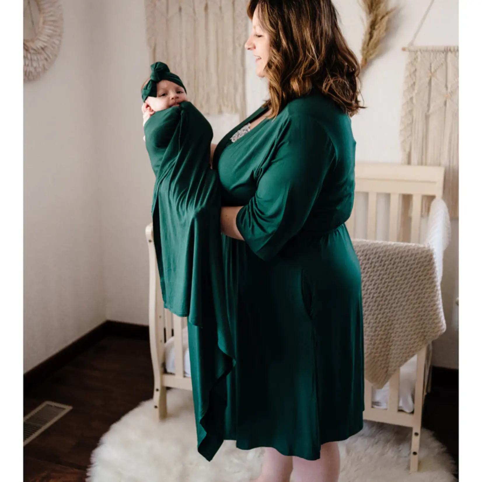 HAHA MAMA Emerald Green Swaddle Set
