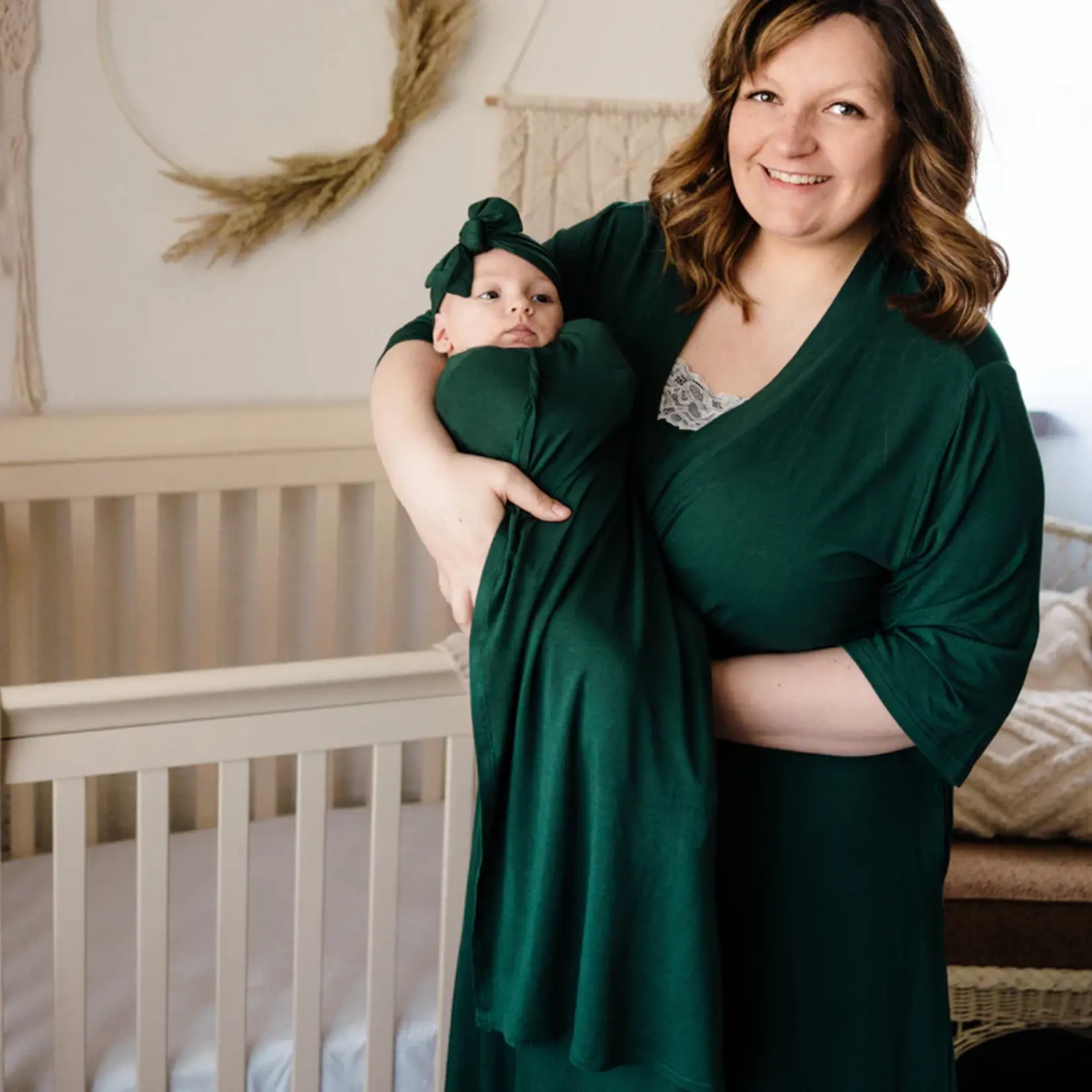 HAHA MAMA Emerald Green Swaddle Set