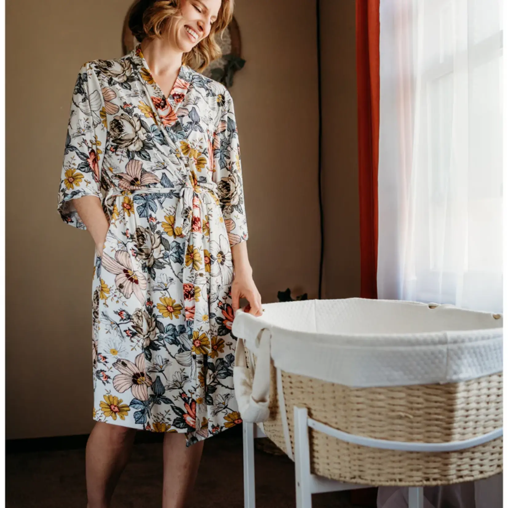 HAHA MAMA Vintage Floral Maternity Robe