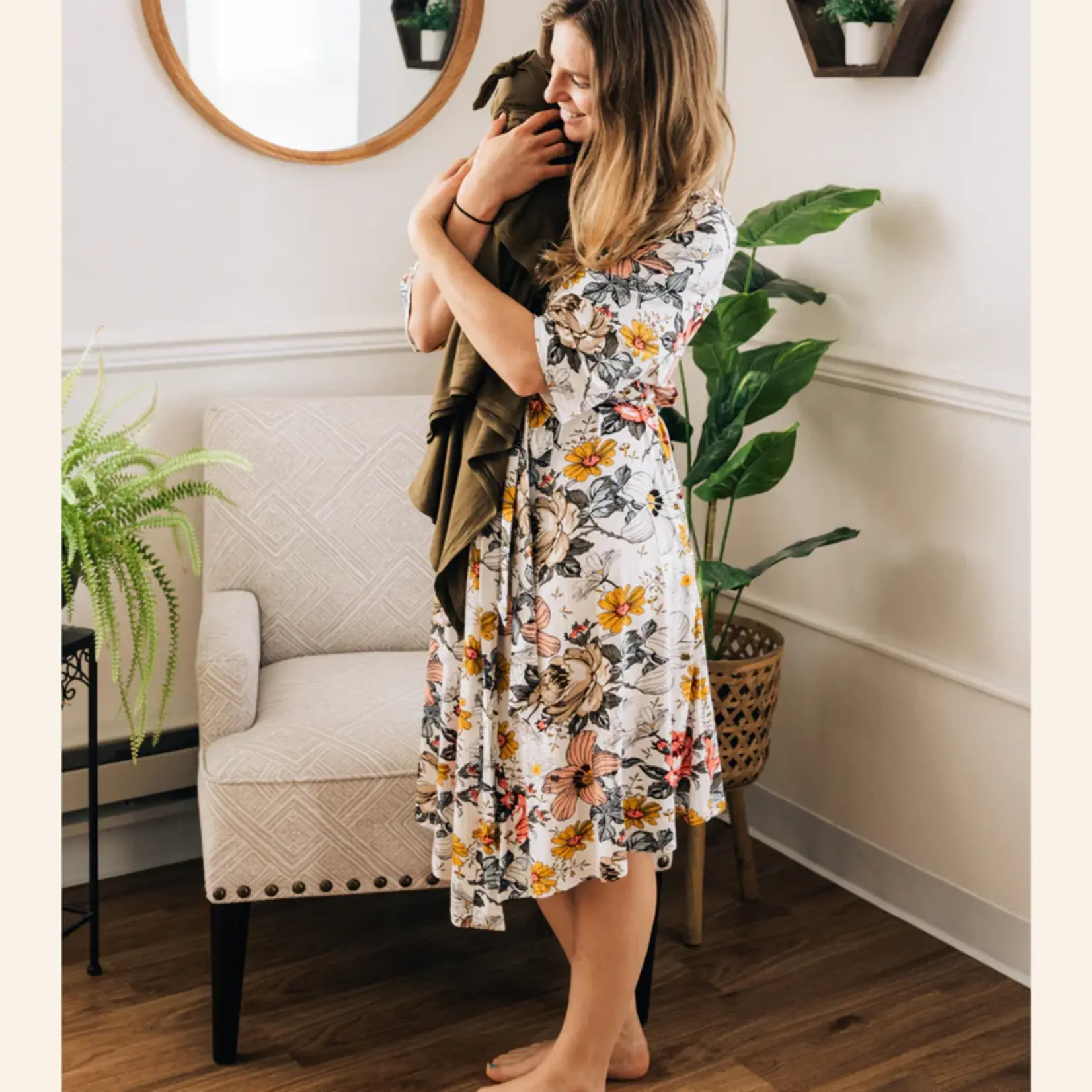 HAHA MAMA Vintage Floral Maternity Robe