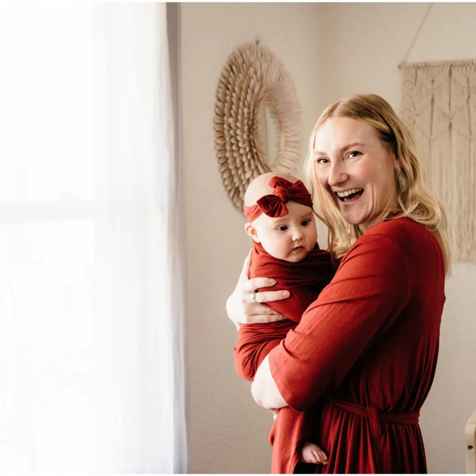 HAHA MAMA Red Brick Swaddle Set