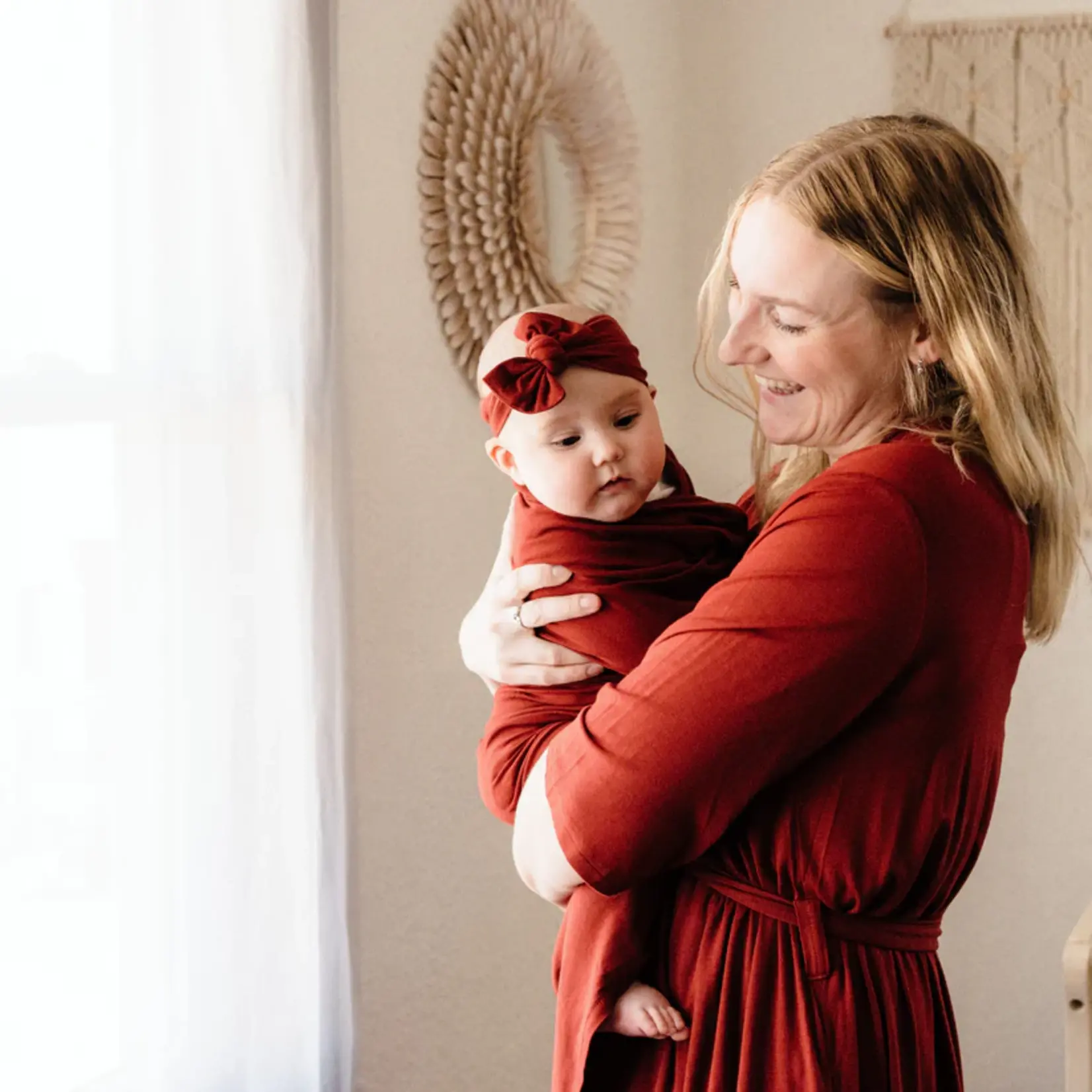 HAHA MAMA Red Brick Swaddle Set