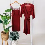 HAHA MAMA Red Brick Maternity Robe & Gown