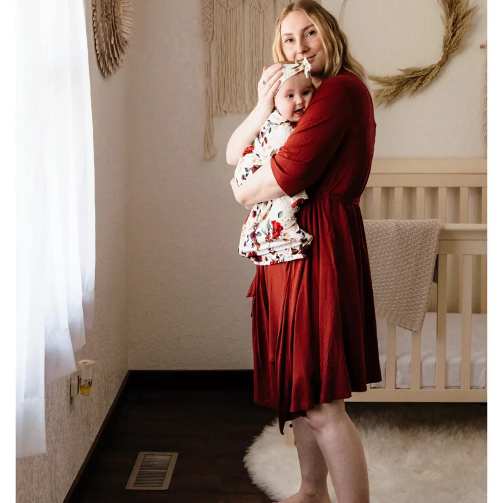 HAHA MAMA Red Brick Maternity Robe & Gown