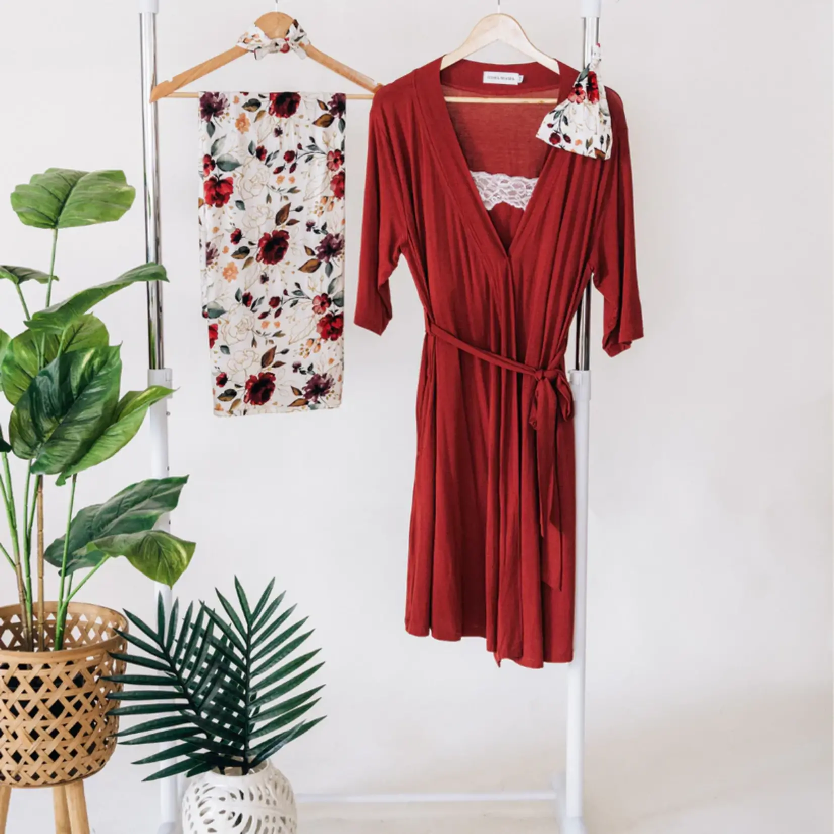 HAHA MAMA Red Brick Maternity Robe & Gown