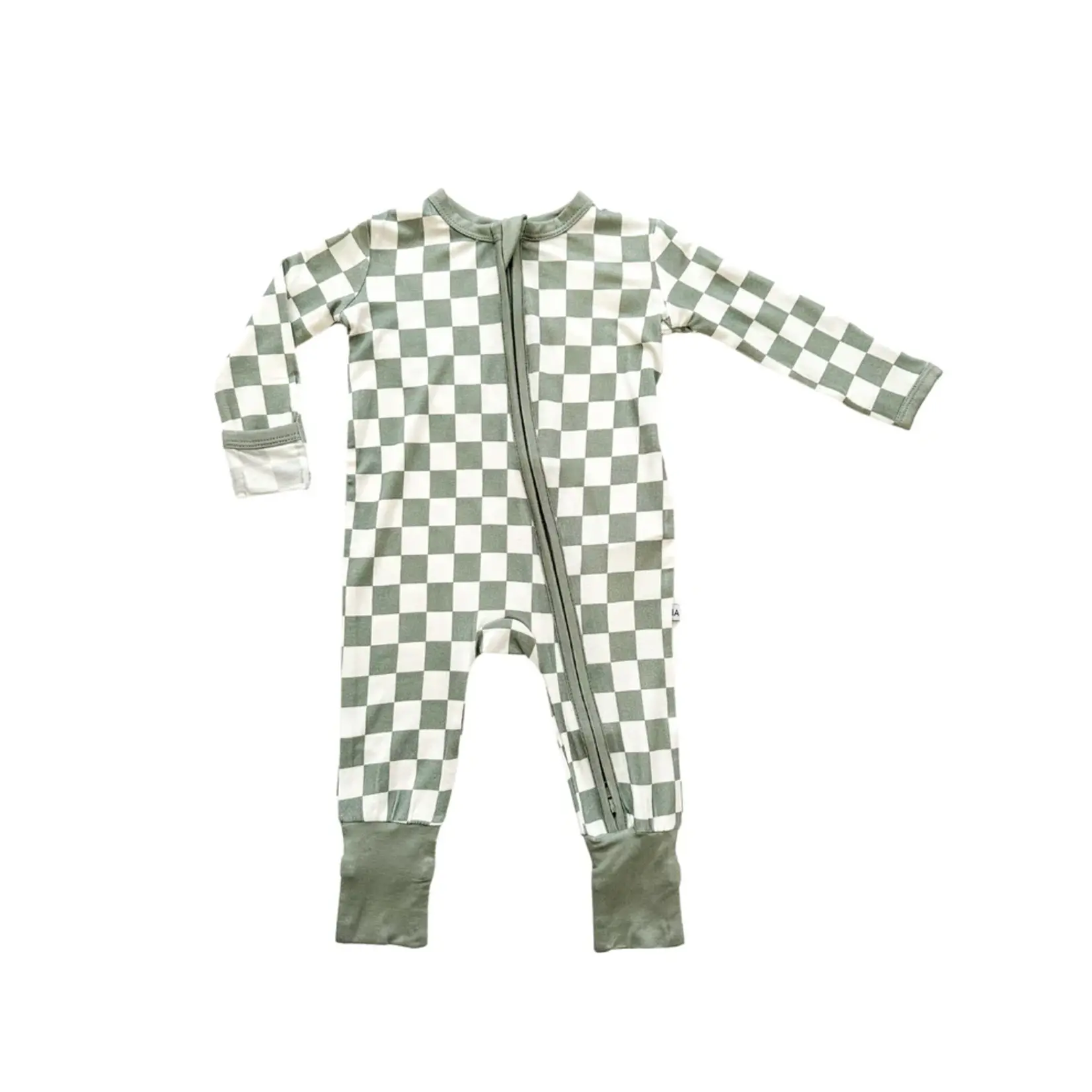 Harp Angel Jade Checkered Zipper Romper