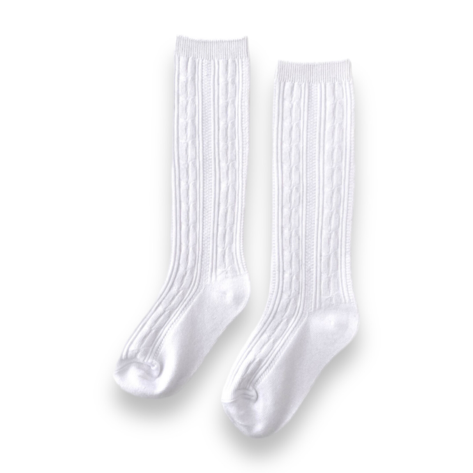 White Cable Knit Knee High Socks
