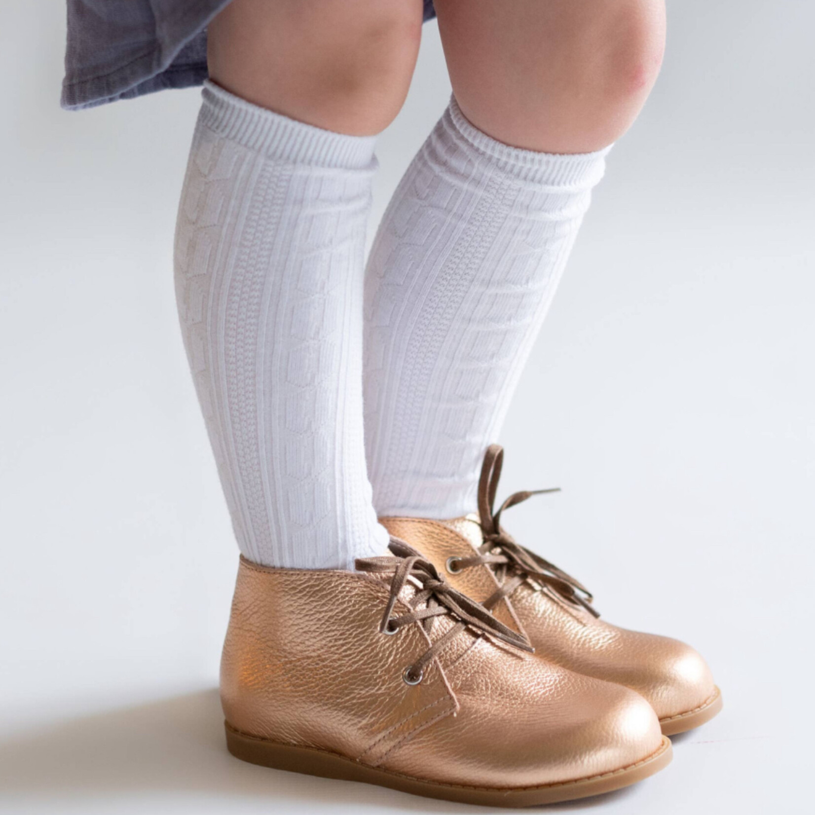 White Cable Knit Knee High Socks