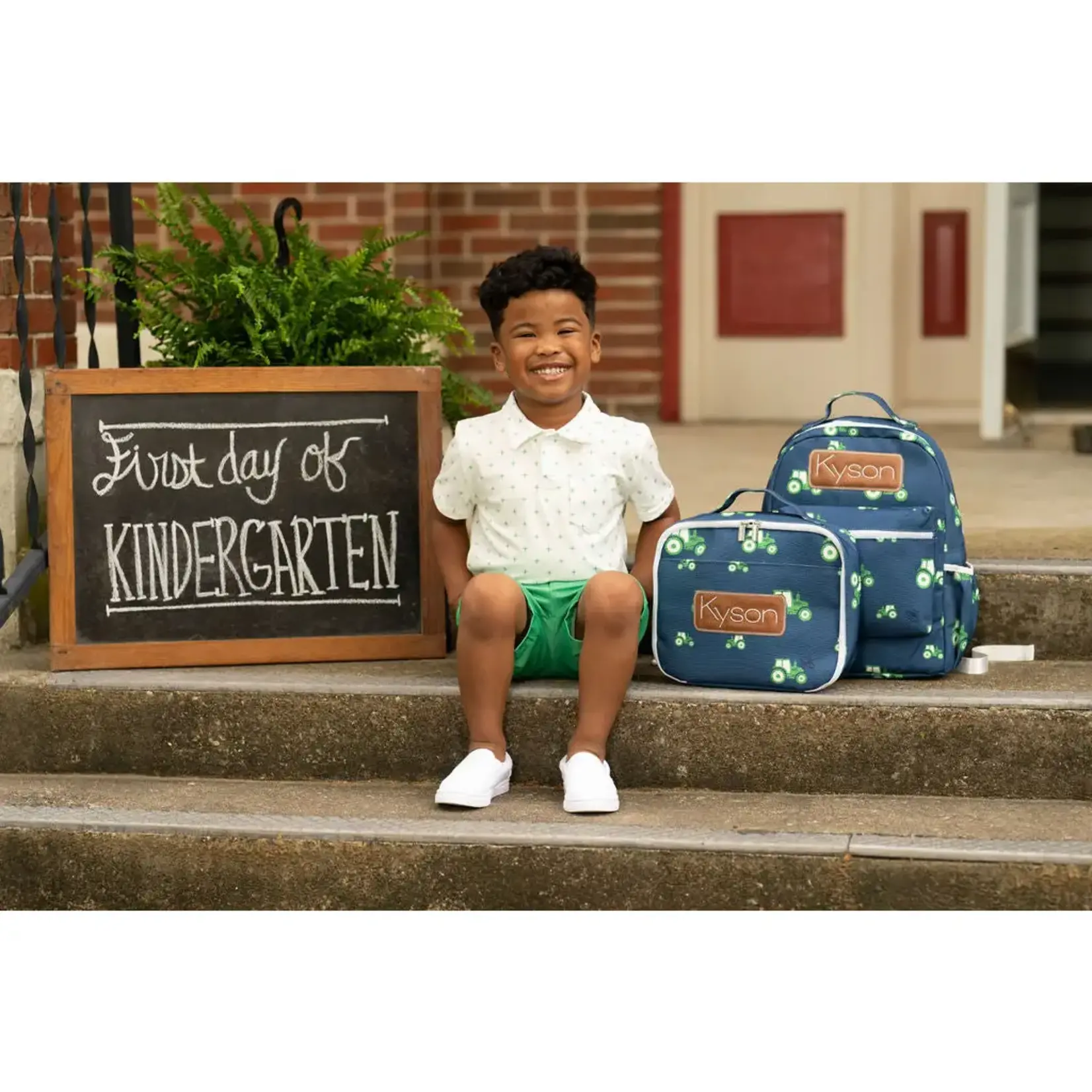 Tractors on Navy Backpack