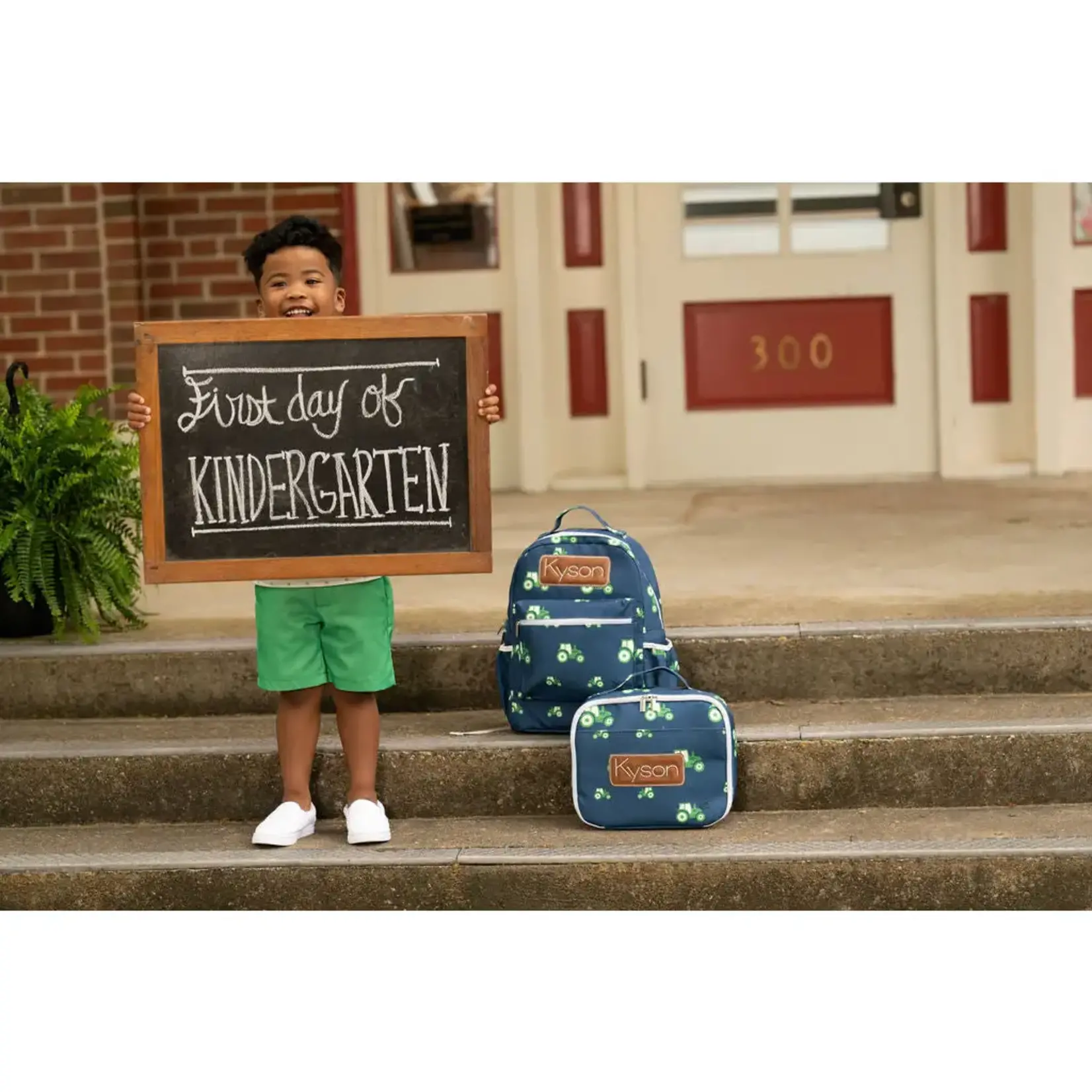 Tractors on Navy Backpack