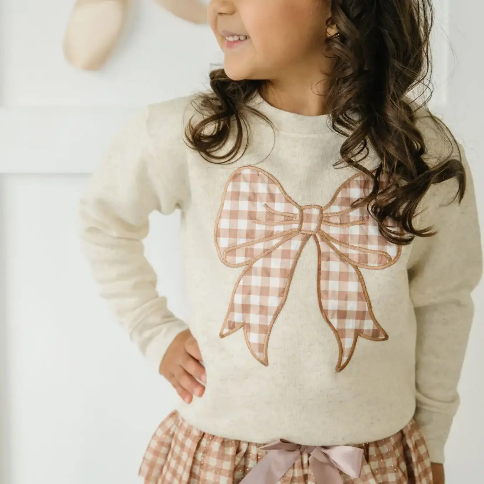 Sweet Wink Gingham Bow Sweatshirt