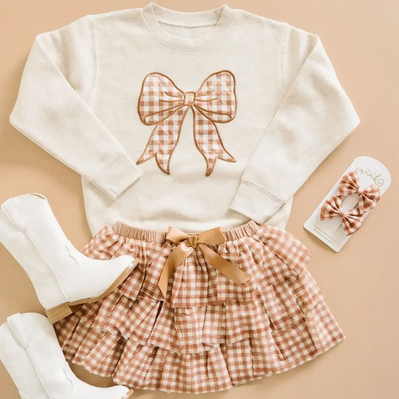Sweet Wink Gingham Bow Sweatshirt