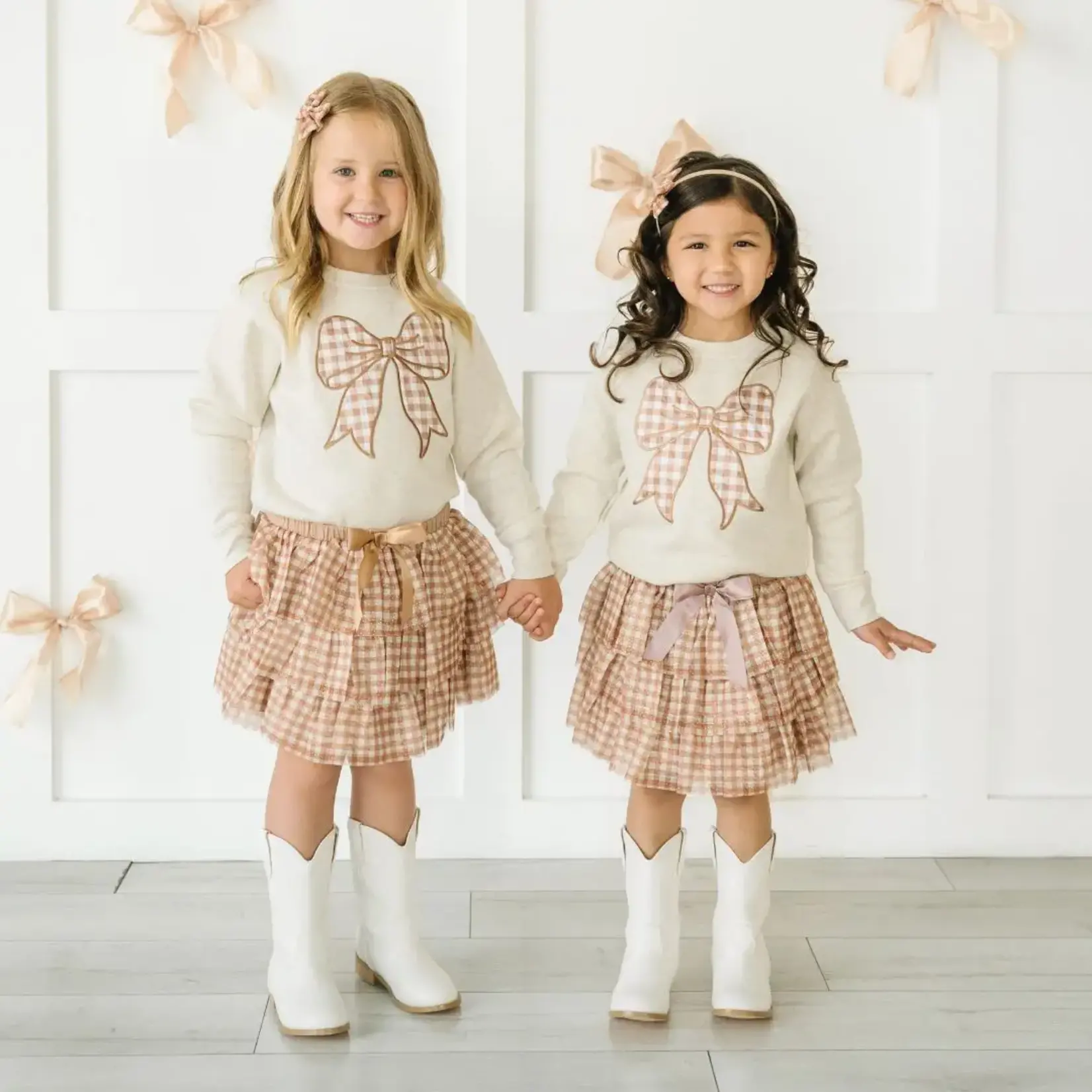 Sweet Wink Gingham Bow Sweatshirt