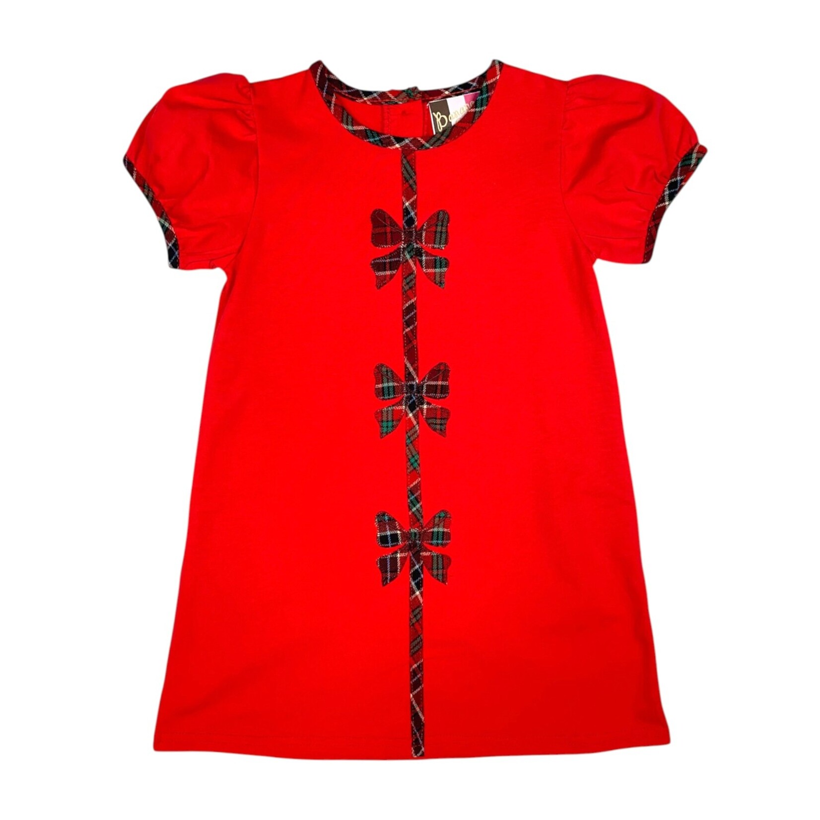 Banana Split Red & Green Plaid Bow Dress