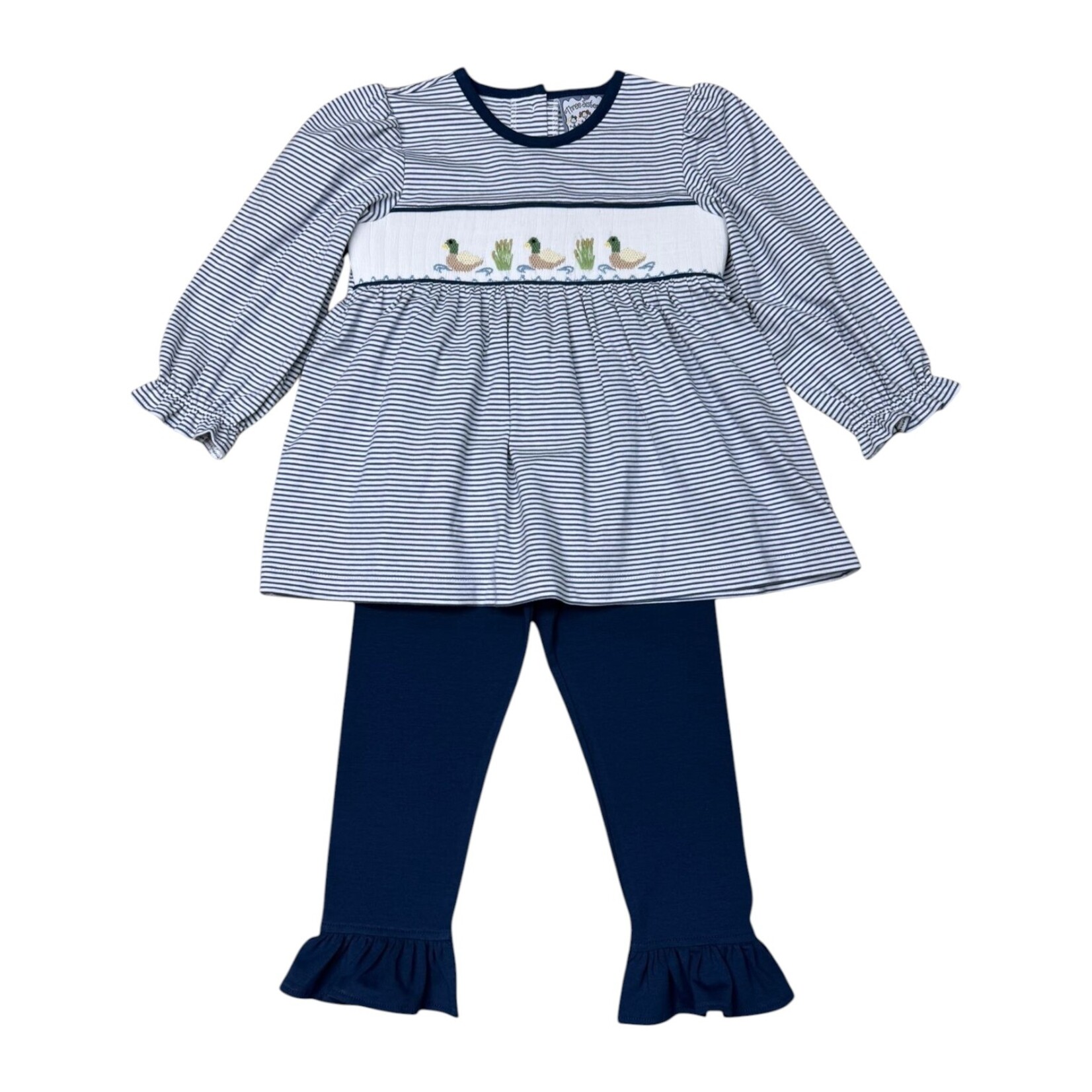 Three Sisters Mallard Duck Smocked Girl Pant Set