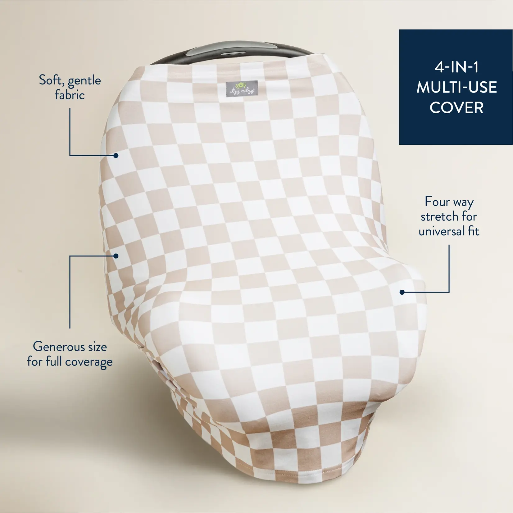 Itzy Ritzy Taupe Checkered 4-in-1 Cover
