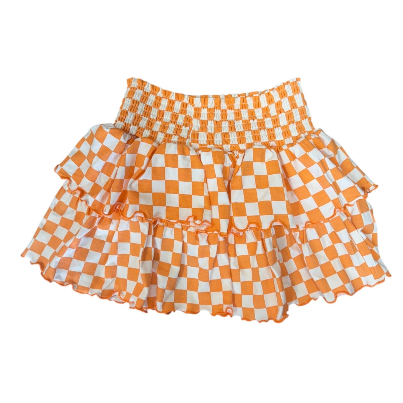 Paper Flower Orange & White Checkered Ruffle Skort